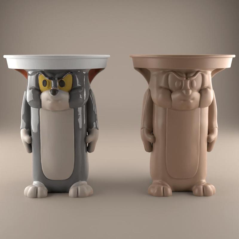 Funny Tom Cat Table STL candy container candle holder