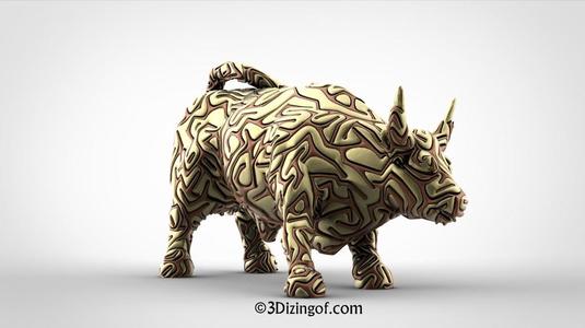 2 Colors Wall Street Bull by Dizingof