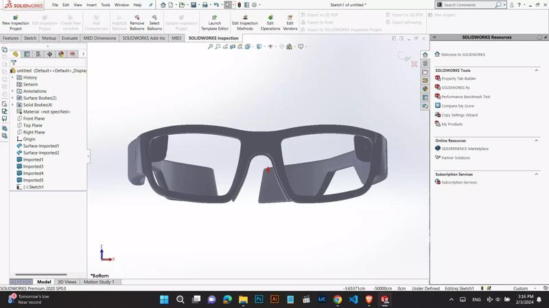 Black Ray Ban Smart Glasses Dark Grey 3D model for printing