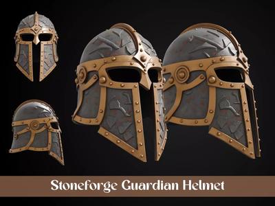 Stylized Dwarf Helmet - Stoneforge Guardian