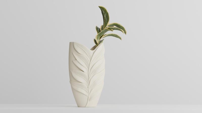 Verdant Vein Vase - Modern Leaf Decor