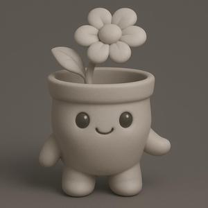 Cute Flower Character Vase STL File for 3D Printing