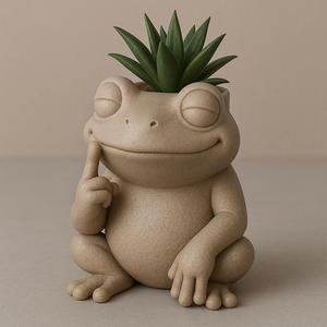 Cute Frog Planter STL File – Fun Desk Decoration