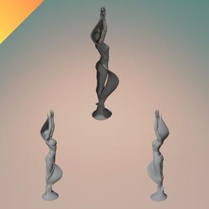 Elegant Woman Sculpture — Flowing Modern Art Statue for 3D Printing (STL + Textured GLB)