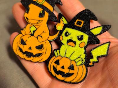 Halloween Pokemon pumpkin keychain and magnet 