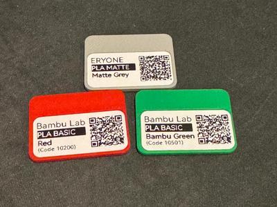 Bambu Lab filament swatch 24x32 with label