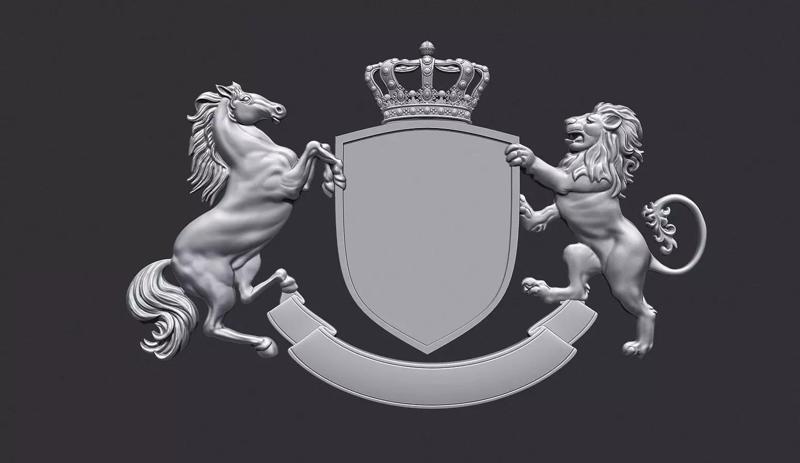 Coat of Arms Heraldic Lion and Horse Shield
