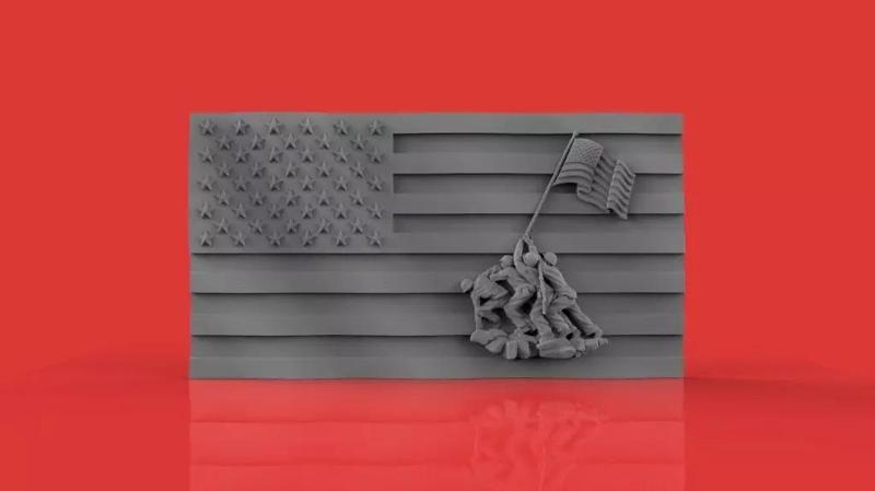 Iwo Jima Tribute American Marine Hero Flag Wall Hanging