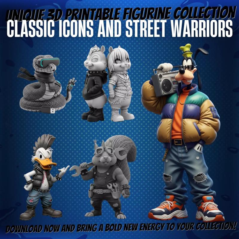 Stylized Cartoon Characters Collection 3D Printable Figurines