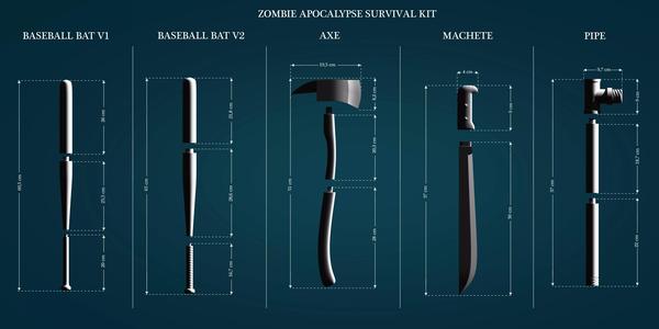 Zombie Apocalypse Survival Kit Melee Weapons