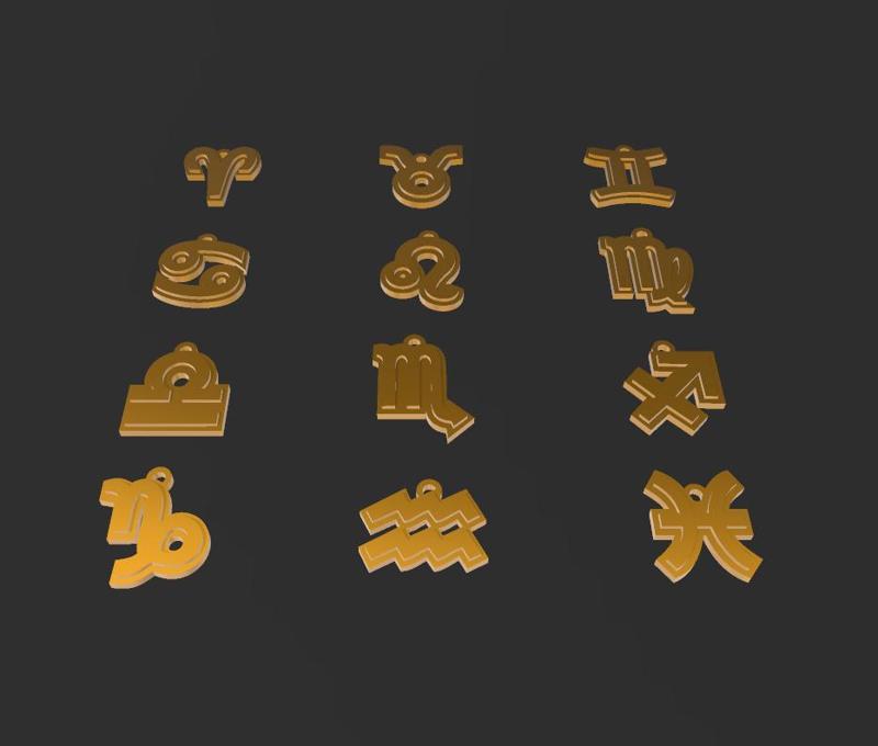 Zodiac signs Keychain Necklace HD5