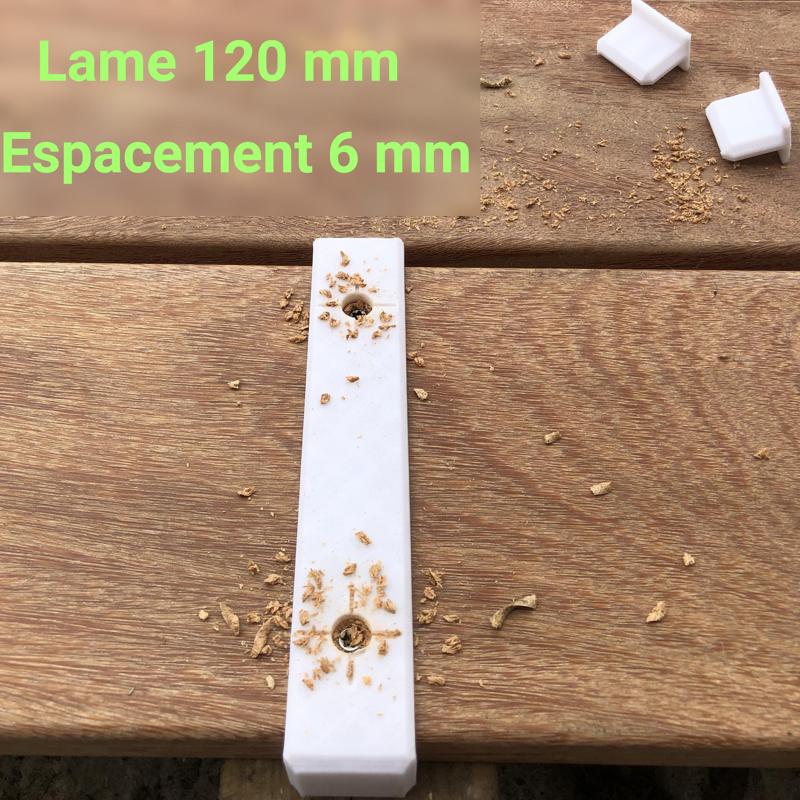 Deck board spacer with drilling template