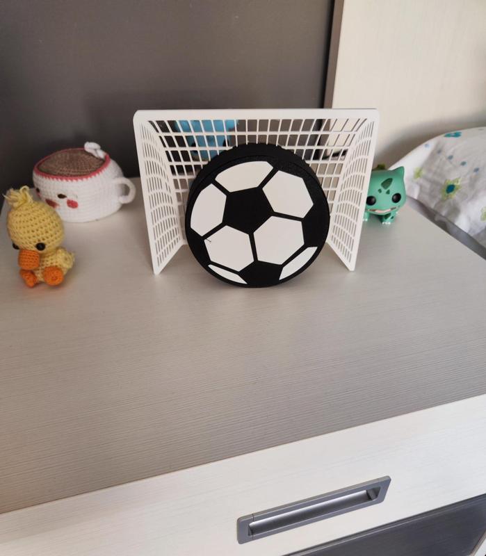 Goal lamp. Ball and goal