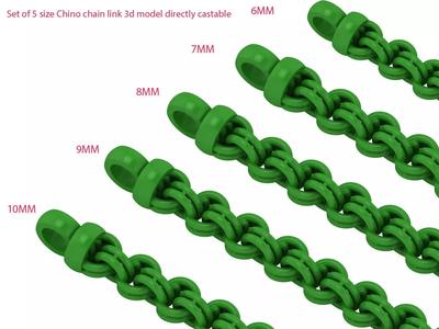 set of 5 size Chino chain link 3d model directly castable 3D Model Collection