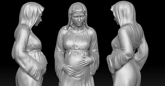 Statue of Virgin Mary pregnant with Jesus 3D print model