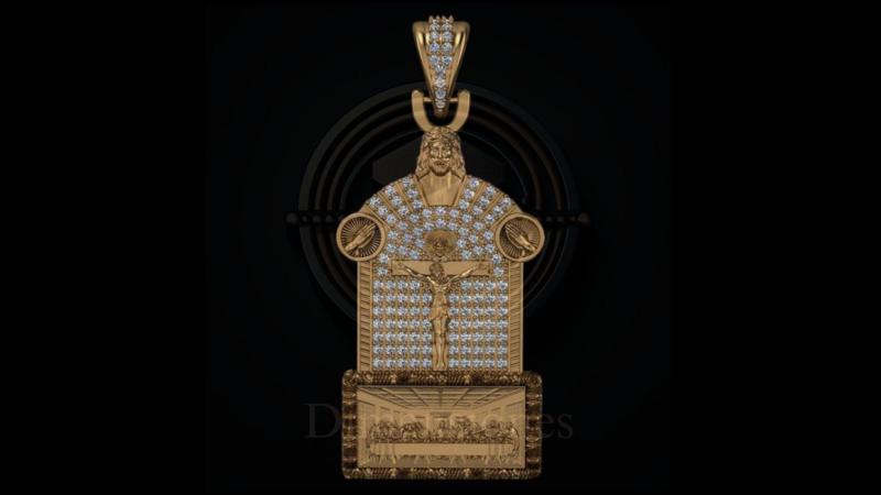 Divine Pendant: Jesus, the Last Supper and the Cross, religious