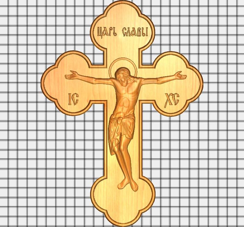 Crucifixion Orthodox Cross Jesus Christ 3D Relief - CNC wood