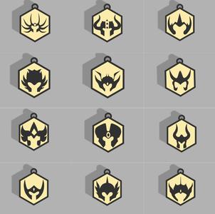 Saint Seiya Gold Saints Helmet Keychain Kit – Set of 12