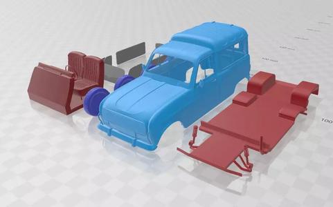 Renault 4 F4 1974 - Separate Parts STL Model
