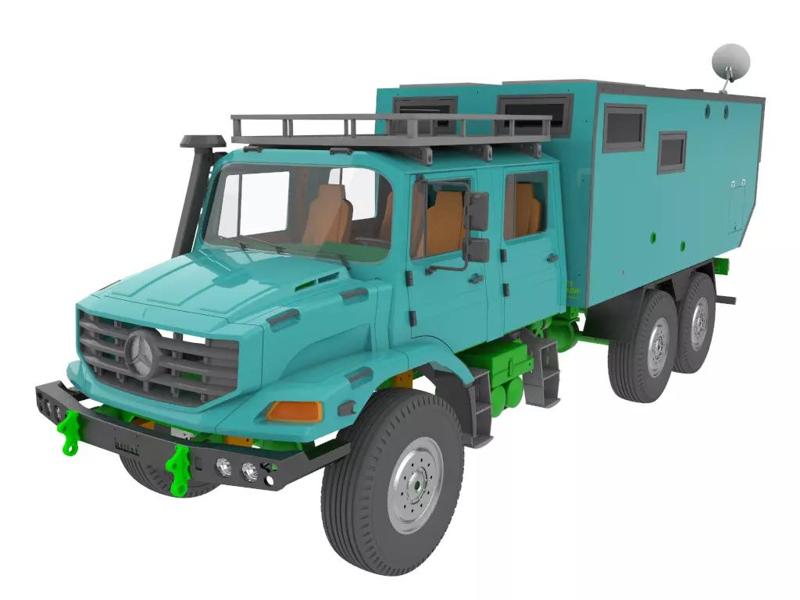 Mercedes Benz Zetros expedition camper truck STL