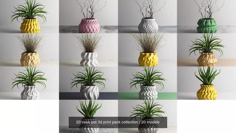 20 vase pot 3d print pack collection