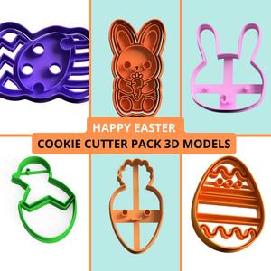 happy easter cookie cutter pack x6 model 3d stl file