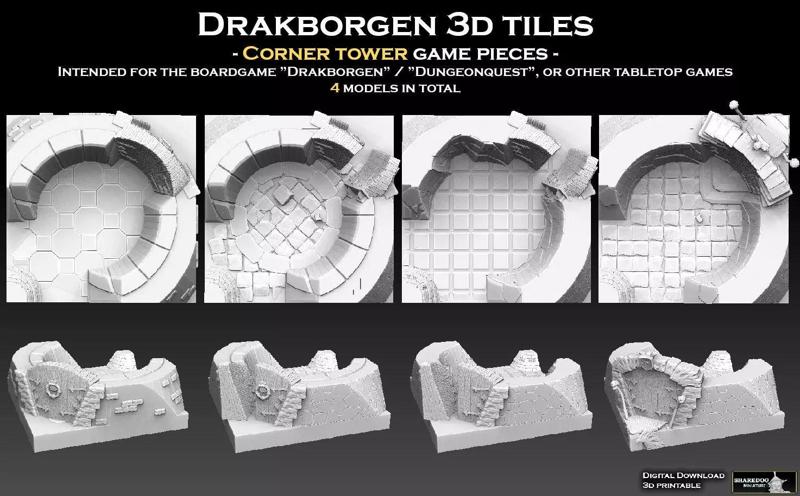 Drakborgen 3D Tiles Corner Tower Pack