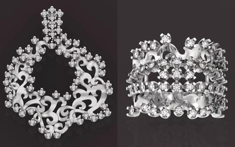 collection ring and pendant vintage lace with stones 239