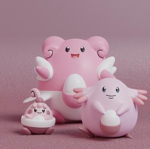 Pokemon - Happiny, Chansey and Blissey with 2 poses