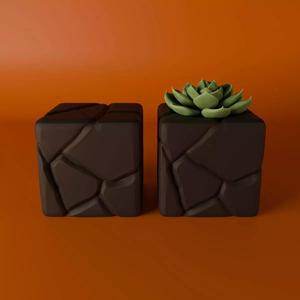 stl--Stylised cubed rock formation art piece and planter
