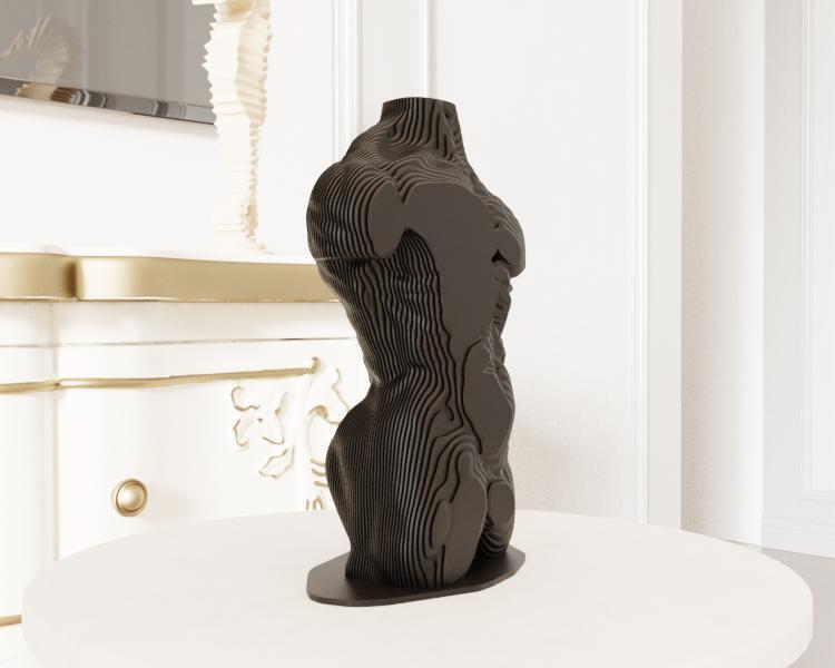3D Printable Muscular Man - Sliced Design with Base