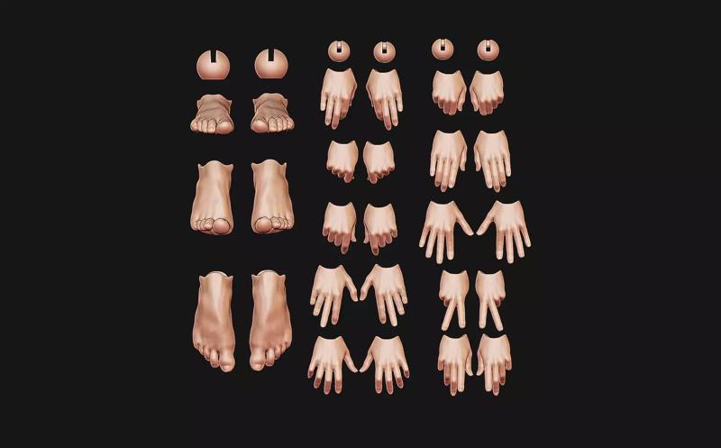 Set of arms and legs for bjd doll Feet