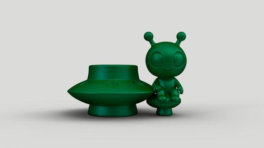 Cute Alien UFO Pen Holder - 3D Printable Planter Pot STL