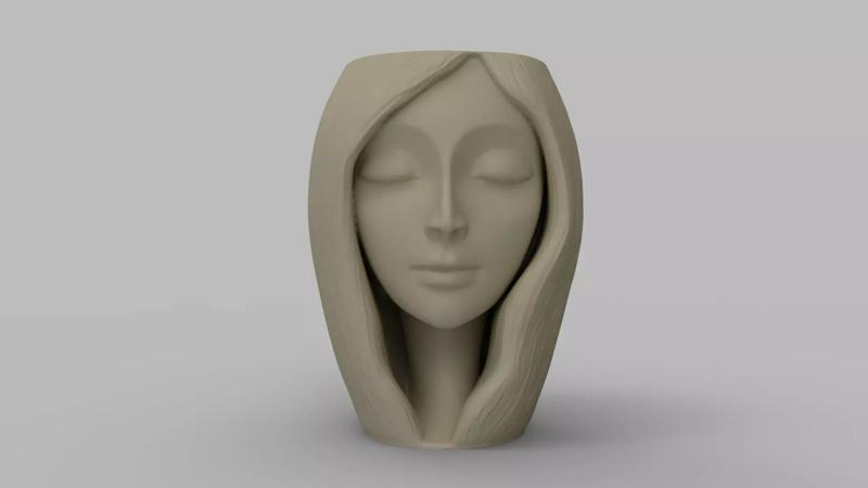 Serene Woman Head Planter