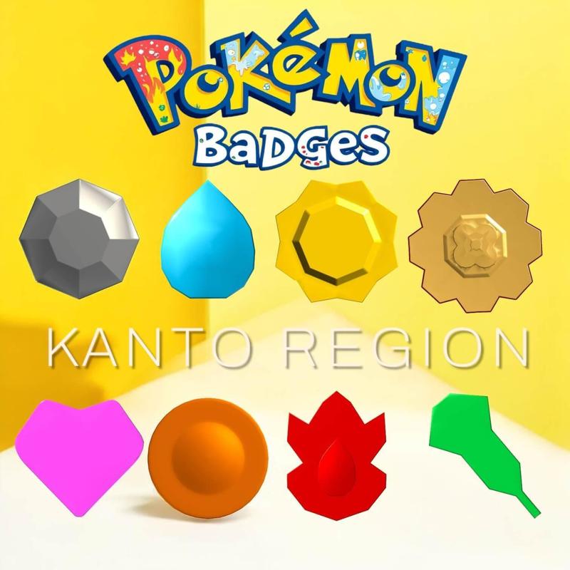 Pokémon Kanto Gym Badges – Complete 3D Printable Set