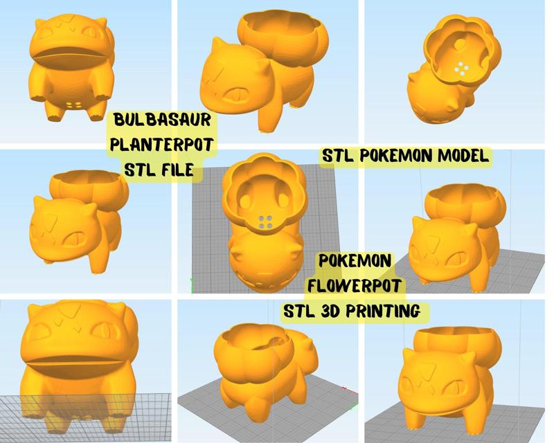 Bulbasaur Pokémon Planter STL - 3D Printable Flower Pot