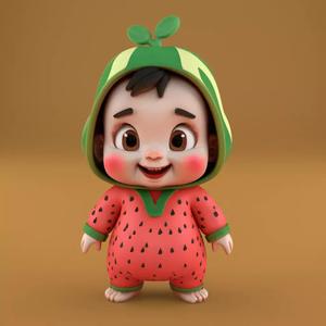 Cute Watermelon Baby 3D Print STL