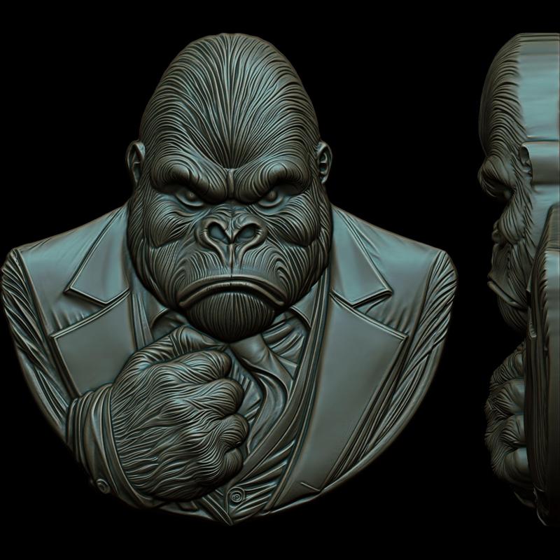 The Boss Gorilla Relief STL file for 3d printing or CNC