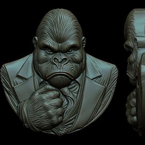 The Boss Gorilla Relief STL file for 3d printing or CNC