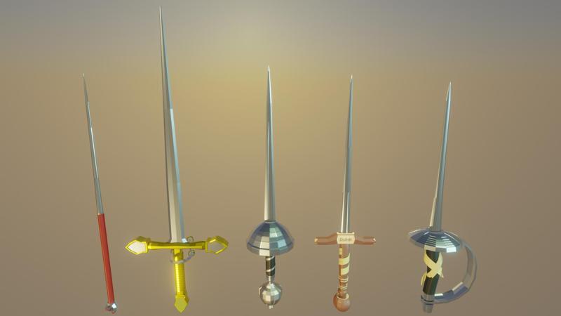Five Rapiers in Low Poly Style to Delight in Your Games