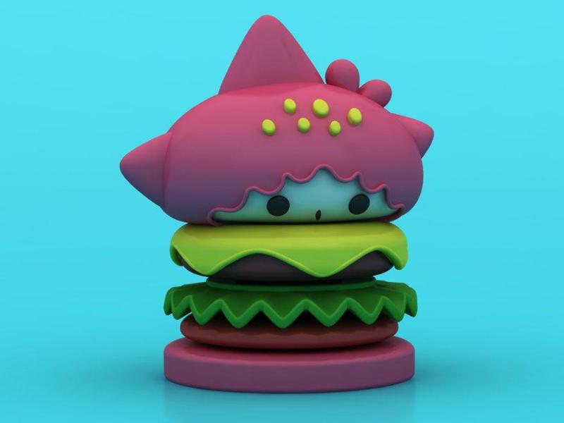 Introducing the Adorable Kawaii Strawberry Bunny Dismantlable Burger - A Fun and Whimsical 3D Printing Project!