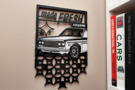 Wall Mounted Artwork Of A Datsun 510 Restomod 
