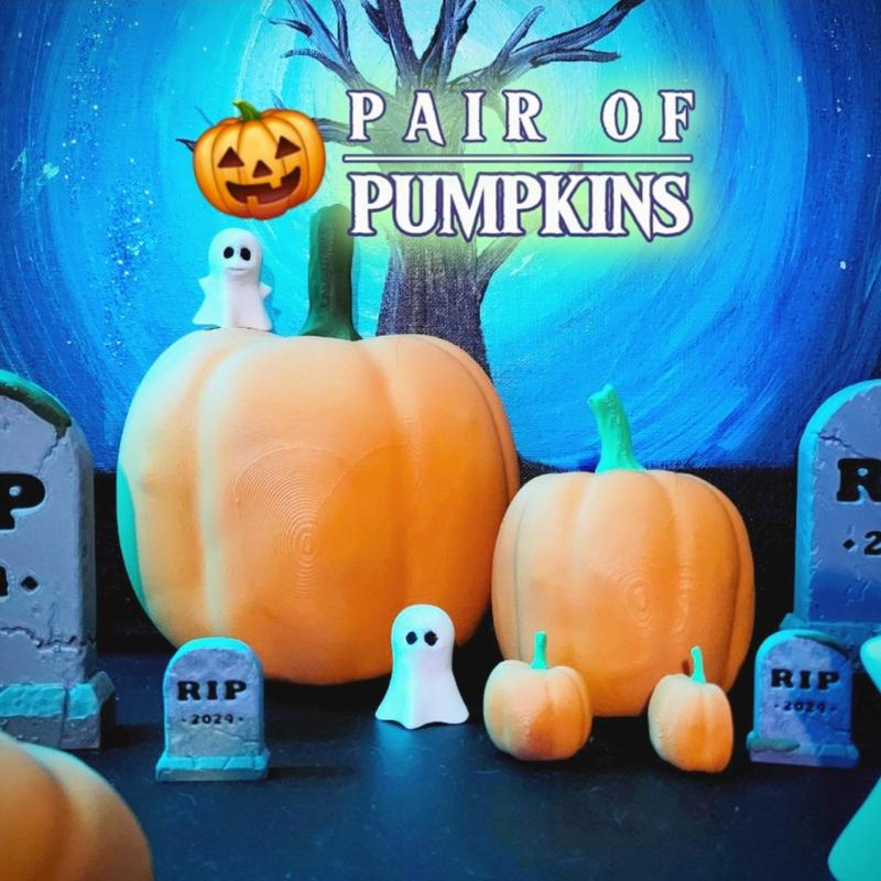 Pair of Classic Pumpkins Decorative 3D Wall Art Set :: SEASONAL [ Halloween 2024 ]