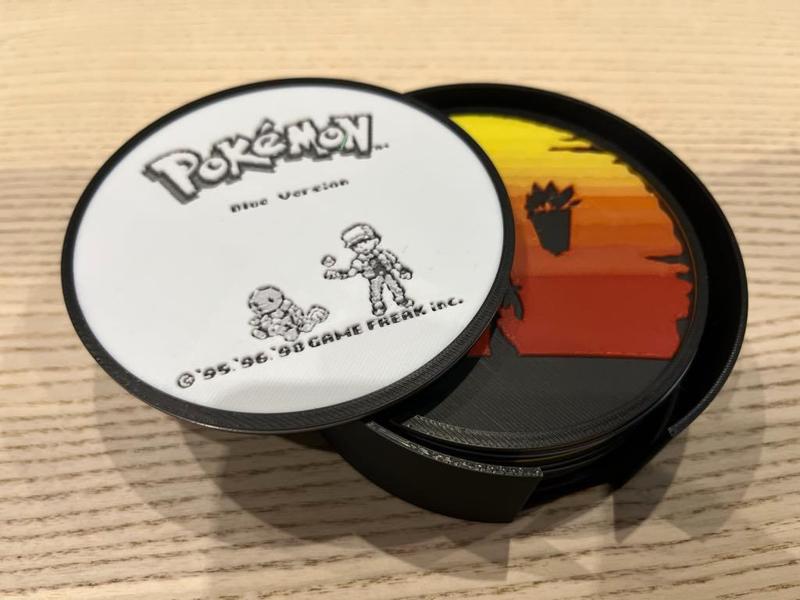 Video games 90's coasters + holder