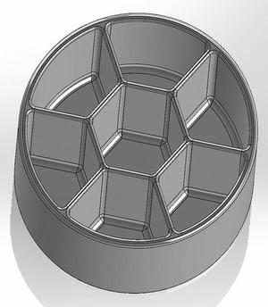 Round pen cup with internal hexagon and accompanying compartments