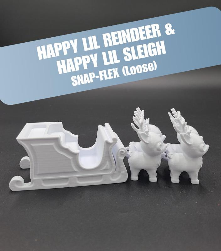 Happy Lil Reindeer & Sleigh - Articulated Snap-Flex Fidget (Loose Joints)