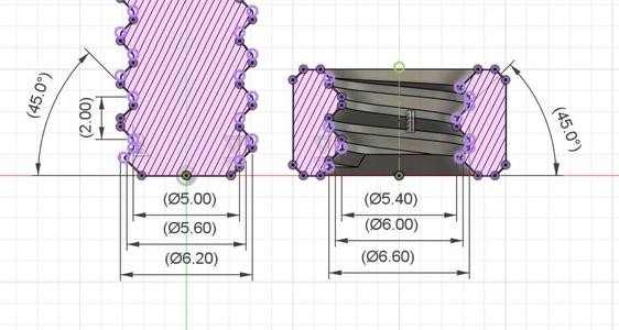 Printable Threads 45 (special threads for 3d-printing)
