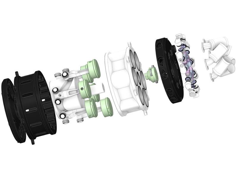 [12] Air Pressure Engine (Pneumatic) - 6 cylinder (axial) - 409 ccm