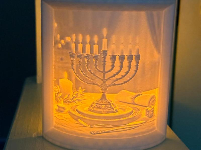 Hanukkah Menorah Dreidel - Holiday Tea Light
