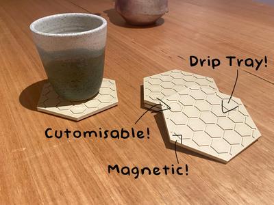 Customisable Hexagon Party Coaster W Drink Markers